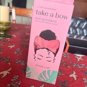 Lemon Lavender Take a Bow Plush Spa Headband - Pink